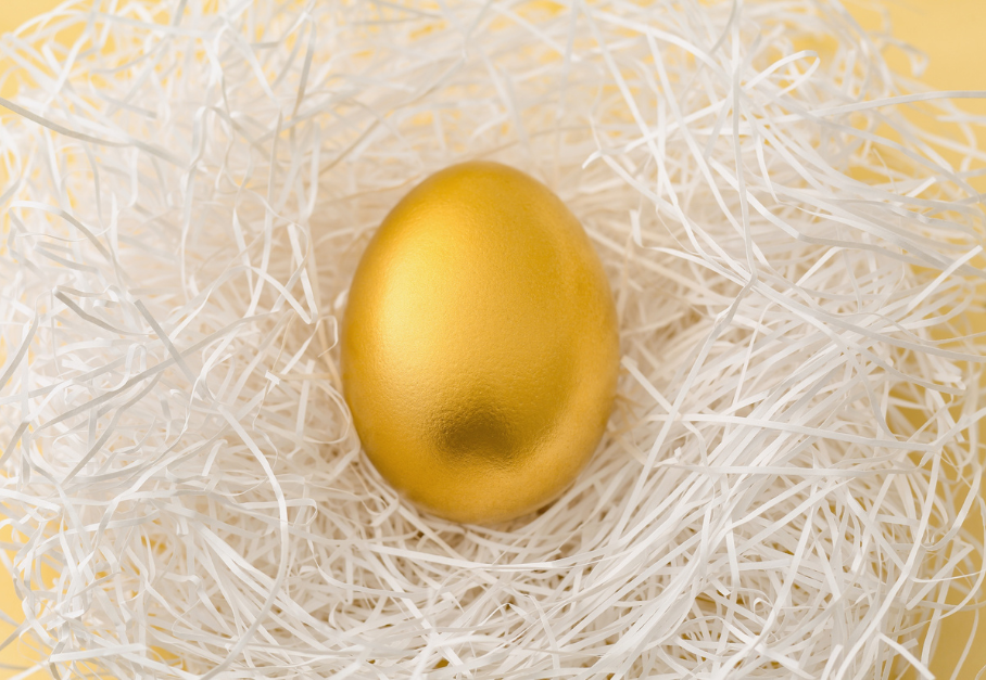 Gold egg in white nest