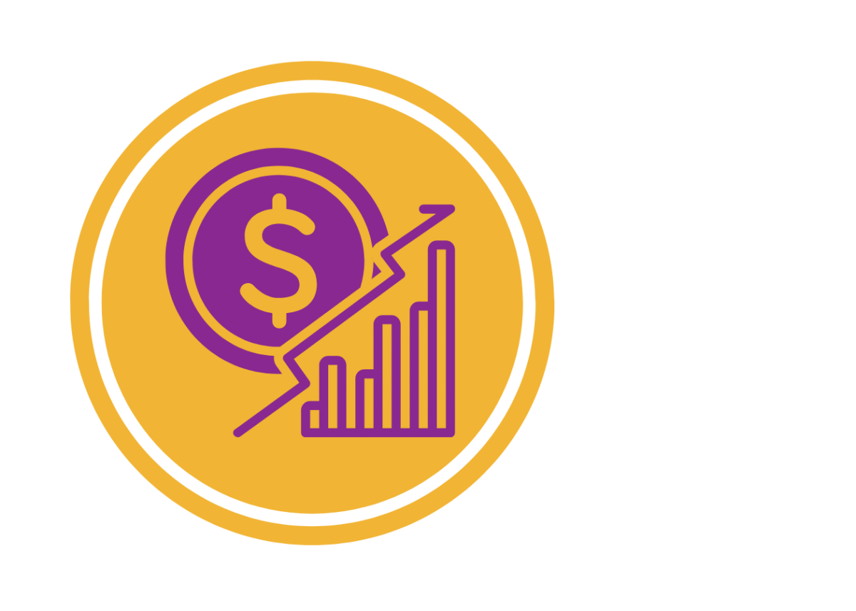 Chart showing rising profits with dollar sign